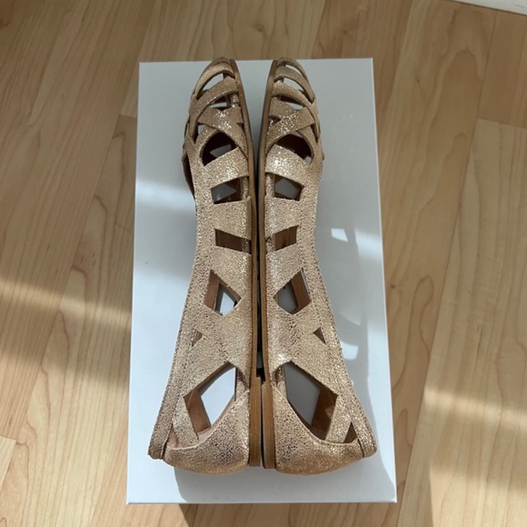 Jonak Deray Ballerines Ajourées, Size 37, en Croûte Laminée Platine (Platinum) - Picture 12 of 15